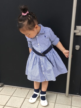 「アイテム（シャツワンピース）」を使った、riyo1204さん（キッズ・90cm）の春コーディネート