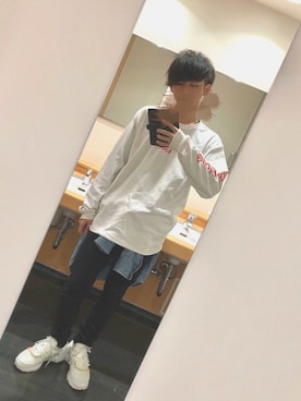 「FR2（エフアールツー）のアイテム（Tシャツ/カットソー、ホワイト系）」を使った、りょーさん。さん（メンズ・166cm）の春コーディネート