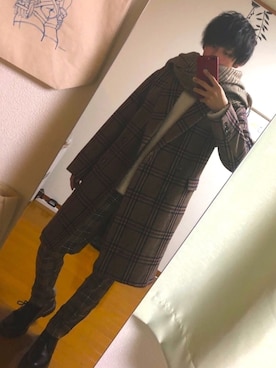 「AIVER（アイバー）のアイテム（チェスターコート）」を使った、りょーさん。さん（メンズ・166cm）の冬コーディネート