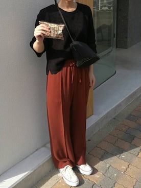 「mame（マメ）のアイテム（スラックス）」を使った、yumiyanさん（レディース・153cm）の春コーディネート