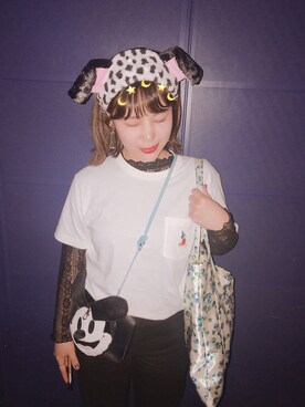 「UNIQLO（ユニクロ）のアイテム（Tシャツ/カットソー、ホワイト系）」を使った、ʚ♥ɞ にゃんぐう〜 さん（レディース・157cm）の春コーディネート