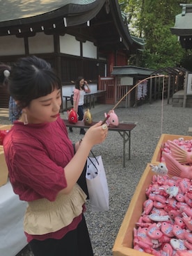 「古着のアイテム（ニット/セーター、ピンク系）」を使った、ʚ♥ɞ にゃんぐう〜 さん（レディース・157cm）の春コーディネート