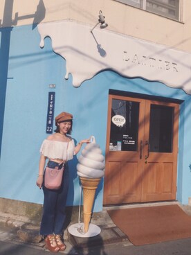 「RETRO GALLERYのアイテム（キャスケット、ブラウン系）」を使った、ʚ♥ɞ にゃんぐう〜 さん（レディース・157cm）の春コーディネート