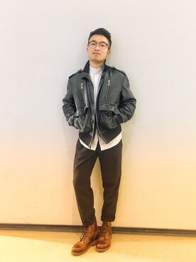 「RED WING（レッドウィング）のアイテム（アクセサリー）」を使った、彧馥さん（メンズ・166cm）の秋コーディネート