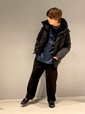 「JUNRED（ジュンレッド）のアイテム（ダウンジャケット/コート）」を使った、市平 優 ［YUU］さん（メンズ・177cm）の冬コーディネート