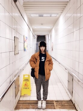 「mamafashion」｜「アイテム（ジャケット/アウター）」を使った、____慕·Mu____さん（レディース・159cm）の冬コーディネート