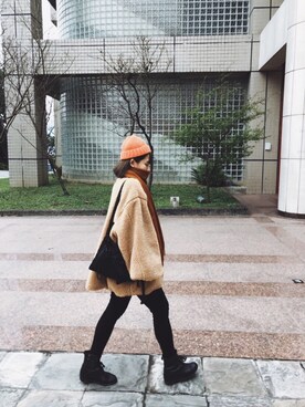 「mamafashion」｜「アイテム（帽子）」を使った、____慕·Mu____さん（レディース・159cm）の冬コーディネート