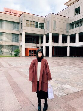 「mamafashion」｜「アイテム（ピーコート）」を使った、____慕·Mu____さん（レディース・159cm）の冬コーディネート