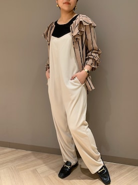 「Omekashi（オメカシ）のアイテム（オールインワン・サロペット）」を使った、rino maekawaさん（レディース・164cm）の春コーディネート