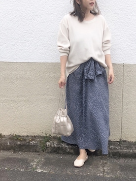 「ワッフルクルーネックＴ」｜「アイテム（ワンピース/ドレス）」を使った、t3lt-tadtさん（レディース・160cm）の春コーディネート