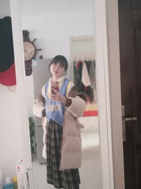 「日系极简」｜「アイテム（ダウンジャケット/コート）」を使った、lianxi5885さん（レディース・165cm）の冬コーディネート