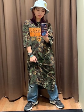 「カモ柄」｜「アイテム（アクセサリー）」を使った、MIUKIさん（レディース・157cm）の夏コーディネート