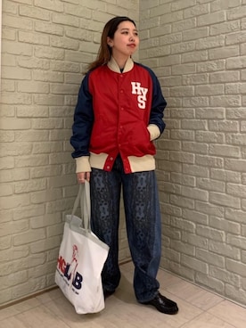 「新作」｜「アイテム（スタジャン）」を使った、MIUKIさん（レディース・157cm）の冬コーディネート