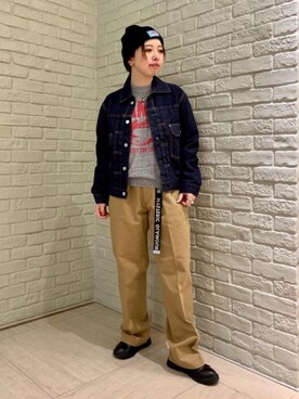 「新作」｜「アイテム（デニムジャケット）」を使った、MIUKIさん（レディース・157cm）の冬コーディネート