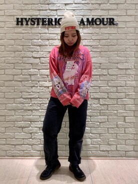 「ロックコーデ」｜「アイテム（ニットキャップ/ビーニー）」を使った、MIUKIさん（レディース・157cm）の冬コーディネート