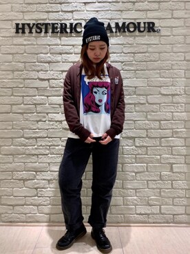 「ロックコーデ」｜「アイテム（ニットキャップ/ビーニー）」を使った、MIUKIさん（レディース・157cm）の冬コーディネート