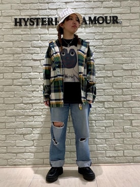 「長袖シャツ」｜「アイテム（その他アウター）」を使った、MIUKIさん（レディース・157cm）の冬コーディネート