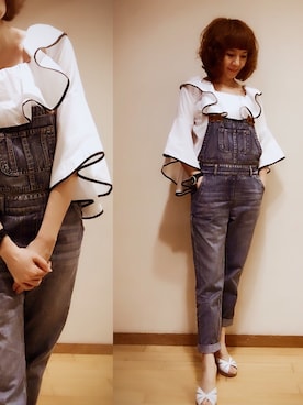 「MOMA（モマ）のアイテム（パンツ）」を使った、Aminaさん（レディース・154cm）の春コーディネート