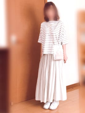 「AMERICAN HOLIC（アメリカンホリック）のソフトプリーツギャザーロングスカート① ＊（スカート）」を使った、さーりんさん（レディース・153cm）の春コーディネート