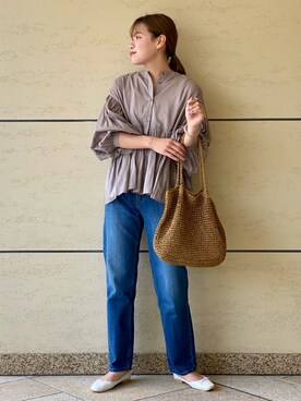 「URBAN RESEARCH DOORS（アーバンリサーチドアーズ）のハイライズデニムパンツ（デニムパンツ）」を使った、マリンさん（レディース・165cm）の春コーディネート