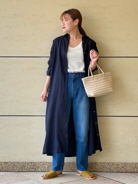 「URBAN RESEARCH DOORS（アーバンリサーチドアーズ）のハイライズデニムパンツ（デニムパンツ）」を使った、マリンさん（レディース・165cm）の春コーディネート