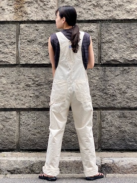 「Lee（リー）のアイテム（サロペット/オーバーオール）」を使った、マリンさん（レディース・165cm）の夏コーディネート
