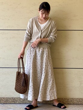 「RODE SKO（ロデスコ）のMARIA タッセルペーパーショルダー（ショルダーバッグ）」を使った、マリンさん（レディース・165cm）の夏コーディネート