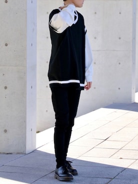 「BASQUE magenta（バスクマゼンタ）のアイテム（ベスト）」を使った、rennさん（メンズ・173cm）の秋コーディネート
