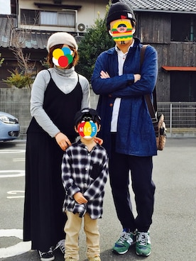 「アイテム（ステンカラーコート、ブルー系）」を使った、ミケネコ◡̈さん（キッズ・110cm）の春コーディネート