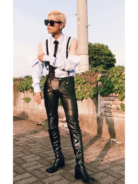 「文化服装学院」｜田代　健悟さん（メンズ・180cm）の春コーディネート