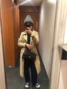 「chanel」｜「アイテム（トレンチコート）」を使った、sarAさん（レディース・148cm）の秋コーディネート