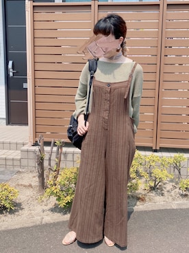 「透かし編みニット」｜「アイテム（サロペット/オーバーオール）」を使った、𝙱 𝙸 𝚆 𝙰      さん（レディース・158cm）の春コーディネート
