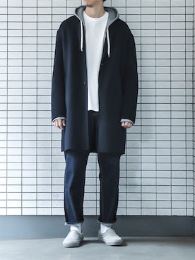 「BEAUTY&YOUTH UNITED ARROWS」｜「アイテム（チェスターコート）」を使った、YoShiKaZuさん（メンズ・176cm）の春コーディネート