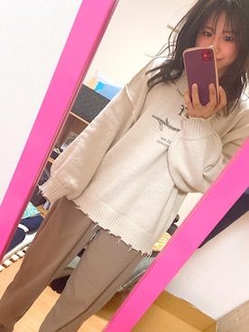 「しまむら（シマムラ）のアイテム（ニット/セーター、ホワイト系）」を使った、karen 相互フォローさん（レディース・153cm）の冬コーディネート