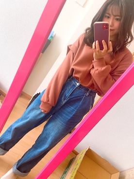 「しまむら（シマムラ）のアイテム（デニムパンツ、ブルー系）」を使った、karen 相互フォローさん（レディース・153cm）の春コーディネート