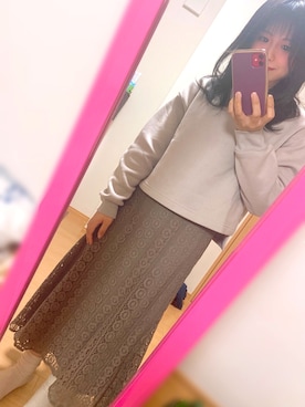 「GU（ジーユー）のアイテム（スウェット、ベージュ系）」を使った、karen 相互フォローさん（レディース・153cm）の春コーディネート