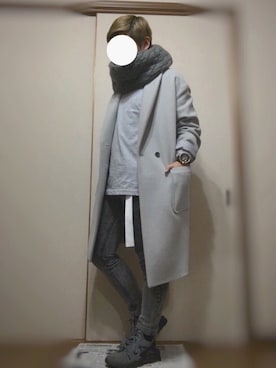「オールグレー」｜「アイテム（腕時計）」を使った、( •˓◞•̀ )☝︎さん（メンズ・169cm）の冬コーディネート