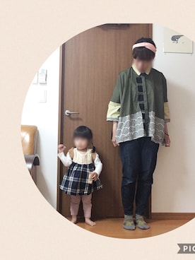 「カーキ×ピンク」｜なちゲノムさん（レディース・156cm）の春コーディネート