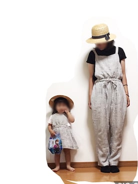 「Handmade（ハンドメイド）のアイテム（サロペット/オーバーオール）」を使った、なちゲノムさん（レディース・156cm）の夏コーディネート