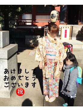 「お着物」｜なちゲノムさん（レディース・156cm）の冬コーディネート