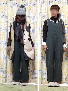 「NIRAME.CO（ニラメッコ）のアイテム（帽子）」を使った、なちゲノムさん（レディース・156cm）の冬コーディネート