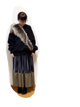 「ベロアスカート」｜「アイテム（その他）」を使った、なちゲノムさん（レディース・156cm）の冬コーディネート