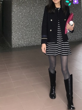 「ZARA（ザラ）のアイテム（モッズコート）」を使った、CLokさん（レディース・171cm）の冬コーディネート