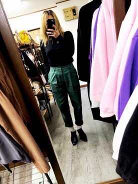 「UNIQLO（ユニクロ）のコットンテーパードアンクルパンツ（丈標準64cm）（その他パンツ）」を使った、tomomiさん（レディース・153cm）の冬コーディネート