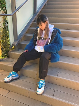 「DANKE SCHON（ダンケシェーン）のアイテム（ブルゾン）」を使った、李宇さん（レディース・163cm）の冬コーディネート