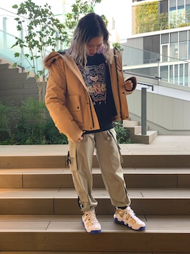 「Danke schon」｜「アイテム（ダウンジャケット/コート）」を使った、李宇さん（レディース・163cm）の冬コーディネート