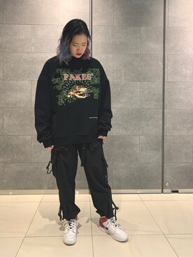 「YOUSER（ユーザー）のアイテム」を使った、李宇さん（レディース・163cm）の春コーディネート