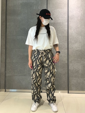 「LONELY/論理（ロンリー）のアイテム（帽子）」を使った、李宇さん（レディース・163cm）の夏コーディネート