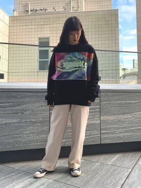 「YOUSER（ユーザー）のアイテム」を使った、李宇さん（レディース・163cm）の秋コーディネート