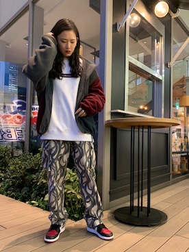 「thisisneverthat（ディスイズネバーザット）のアイテム（ジャケット/アウター）」を使った、李宇さん（レディース・163cm）の秋コーディネート